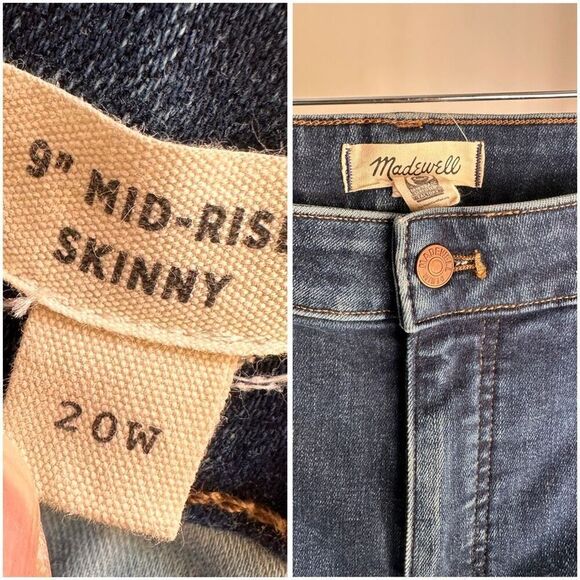 Madewell Plus 9" Mid-Rise Skinny Jeans in Skillman Wash NC432 Size 20W - Picture 3 of 8